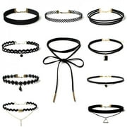10 PCS/Set Choker Necklaces Gothic Tattoo Black Lace Leather Velvet Collier Women Collar Femme Choker Jewellery 90S Punk
