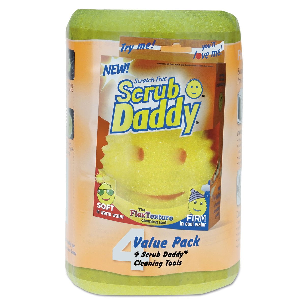 4 1/8" Diameter Scratch-Free Scrubbing Sponge Yellow, INC SCRUB DADDY 