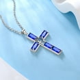 thumbnail image 3 of Jewmon 925 Sterling Silver Birthstone Cross Necklace for Men 5A Cubic Zirconia Baguette Birthstone Necklace for Women September Birthday Gifts, 3 of 10