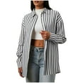 thumbnail image 3 of Women's Long Sleeve Striped Top Shirts Blouses Formal Attire Crew Neck Slim Fit Solid Color Soft Fabric Business Casual Work Office Vacation Outfits Fashion Essential Gift for Women, 3 of 9