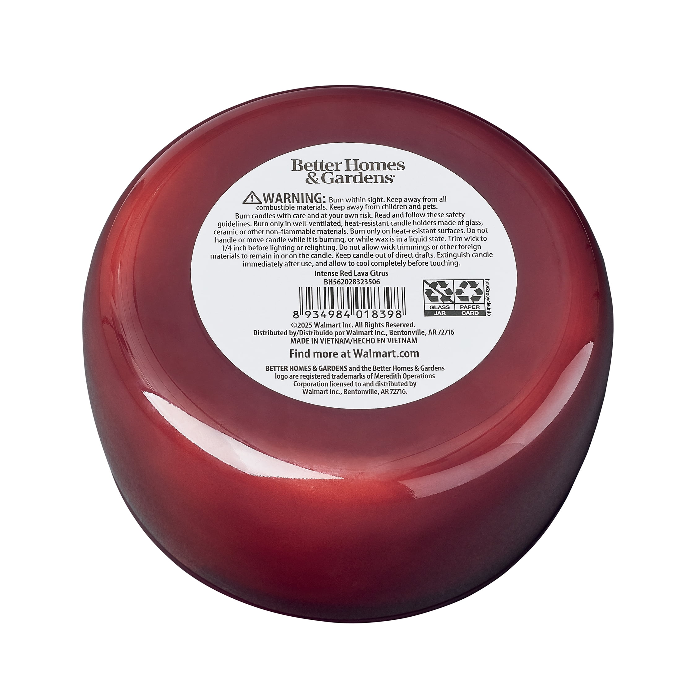 Better Homes & Gardens Intense Red Lava Citrus Scented Wooden 4-Wick Glass Scented Jar Candle 60oz.