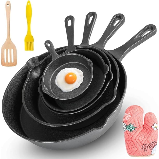 Sartenes de Hierro Fundido, Sartenes Antiadherentes, Juego de 5 Sartenes Antiadherentes Freír, Multifuncional Sarten Hierro Fundido, 5 Piece Chef Set - 10cm, 14cm, 16cm, 20cm, 26cm