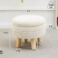 thumbnail image 3 of Pouf Ottoman, 100% Cotton Knitted Boho Footstool, Round Footrest with Non-Skid Wood Legs, Home Décor Handmade Pouffe, Leisure Floor Step Stool for Living Room (Storage Beige), 3 of 8
