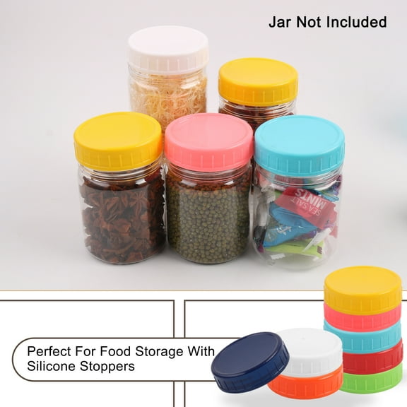 Unique Bargains Plastic Mason Jar Lid Regular Wide Mouth Mason Canning Top Food Storage Multi-color16pcs