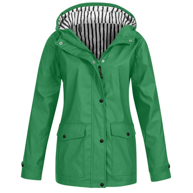 iHPH7 Manteau de Pluie Long de Mode Automnale Femme Manteau de Randonnée Femme Manteaux d'Automne Manteau d'Extérieur pour Femme Manteau de Pluie Léger Femme Imperméable Manteau de Pluie Femme Vert m