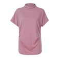 thumbnail image 4 of Blouse Décontractée en Coton à Manches Courtes Col Roulé pour Femmes, T-shirt Grande Taille, 4 of 5