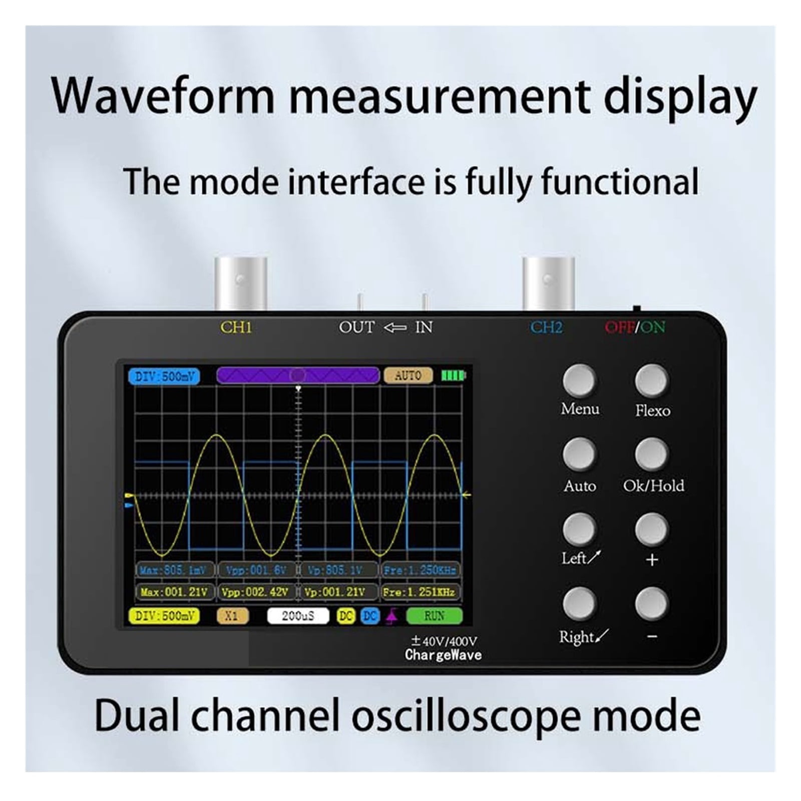 Portable Digital Oscilloscope 50M Sampling Rate 10M Analogue Bandwidth Cellphone Repairs 6A Current Waveform Measurement ,Professional Designed