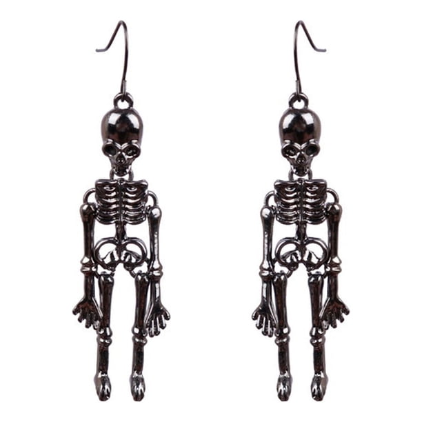 Pendientes para mujer, regalos para mujer, aretes colgantes vintage de calavera y esqueleto para mujer, accesorios de joyería gótica de bruja para Halloween, aretes modernos pequeños para mujer