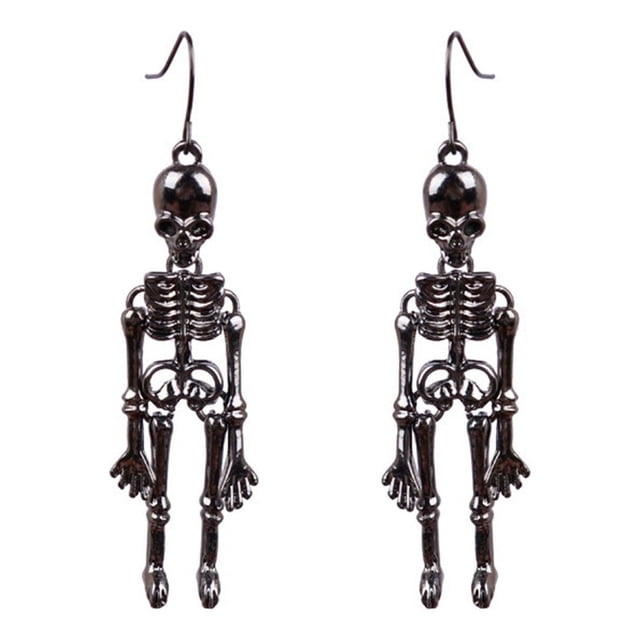 Pendientes para mujer, regalos para mujer, aretes colgantes vintage de calavera y esqueleto para mujer, accesorios de joyería gótica de bruja para Halloween, aretes modernos pequeños para mujer