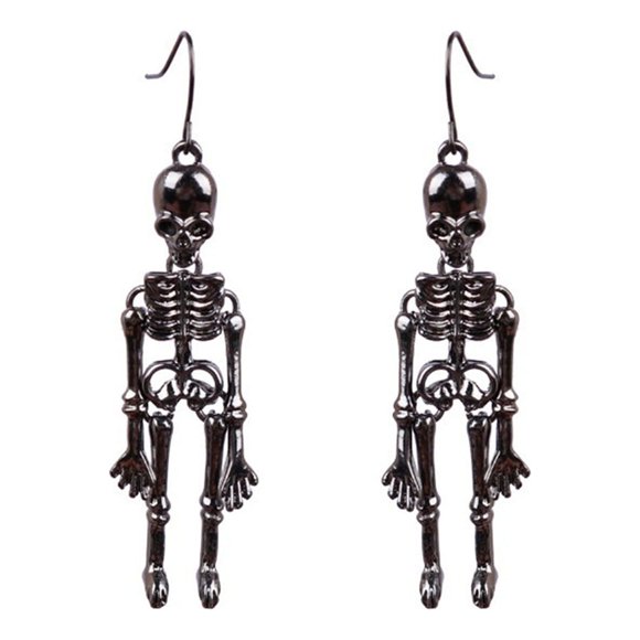 Pendientes para mujer, regalos para mujer, aretes colgantes vintage de calavera y esqueleto para mujer, accesorios de joyería gótica de bruja para Halloween, aretes modernos pequeños para mujer