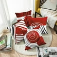 thumbnail image 2 of Boho Set of 4 Throw Pillow Covers Mid Century Bohemian Red Black Abstract Geometric Decorative Pillow Cases Home Decor Standard Square 18x18 Inches Pillowcases, 2 of 6