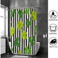 thumbnail image 4 of Coolnut Bath Shower Curtain Liners Clover Leaf on Black White Stripes 60x72in Polyester Waterproof with 12 Curtain Hooks, 4 of 6