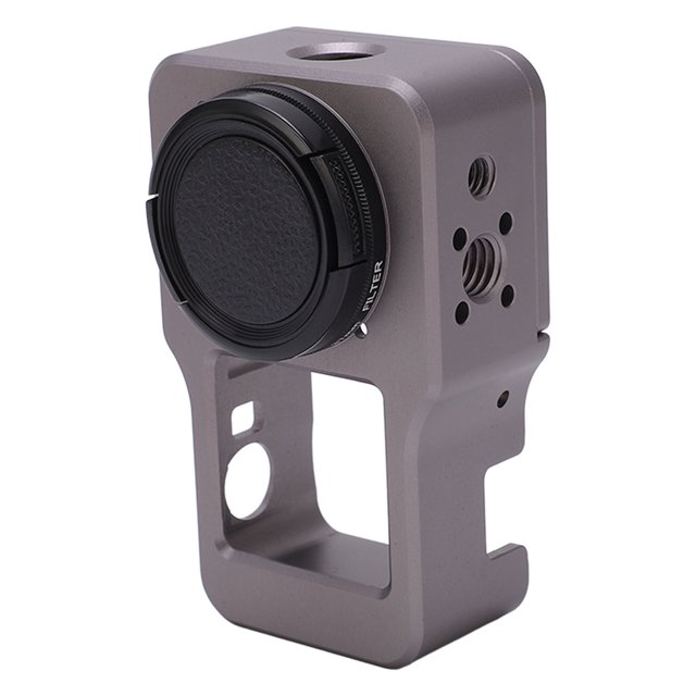 Action Camera Protector Action Camera Frame Hollow Bottom Sturdy Accurate Aluminum Alloy Push Rear Door with 1/4in 3/8in Threaded Holes for Camea Safety
