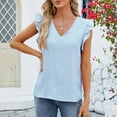 thumbnail image 2 of Women's T-Shirts Sevevn Fashion Casual Women's Solid Short Sleeve-Neck Fold T-Shrit Top Blouse Tops For Women Trendy, 2 of 4