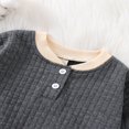 thumbnail image 4 of Bébé Fille Garçon Sweat-Shirt Col Rond Romper Pull Patchwork Manches Longues Haut Chaud Automne Vêtements d'Hiver Abricot, 4 of 6