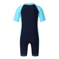 thumbnail image 2 of YONGHS Kids Boys One Piece Swimsuit Short Sleeve Rash Guard Zipper Bathing Suit Swimwear Navy Blue&Sky Blue 14, 2 of 7