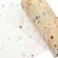 thumbnail image 4 of 6" Rainbow Glitter Tulle Ribbon Rolls Shimmer Sequin Star Netting Fabric 10 Yards, Apricot, 4 of 6