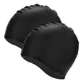 thumbnail image 1 of Uxcell Gorro de Natación de Silicona en Paquete de 2 para Mujeres y Hombres, Sombrero de Natación Impermeable No Deslizante Duradero [Negro], 1 of 6