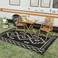 thumbnail image 6 of Moynesa Outdoor Rug Waterproof, 5'x8' Lightweight Plastic Straw Rug for Camping RV, Reversible Boho Carpet Outside Rug for Patio Picnic Deck Porch Balcony Tent, Black, 6 of 8