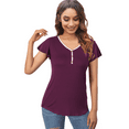 thumbnail image 3 of McVanedy Women's Summer Tops Ruffle Short Sleeve Henley T Shirts V Neck Causal Blouses S-XL, 3 of 5