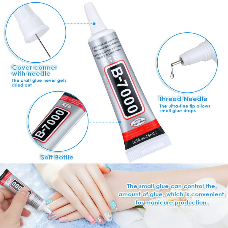  B7000 Craft Glue with Tips, Fabric Glue B7000 Rhinestone Crafts  Clear Liquid Glue Super Adhesive for Cell Phone Repair, Clothes, Metal  Stone Beads Small Jewelry DIY(1 x 110 ML/ 3.7 OZ) 