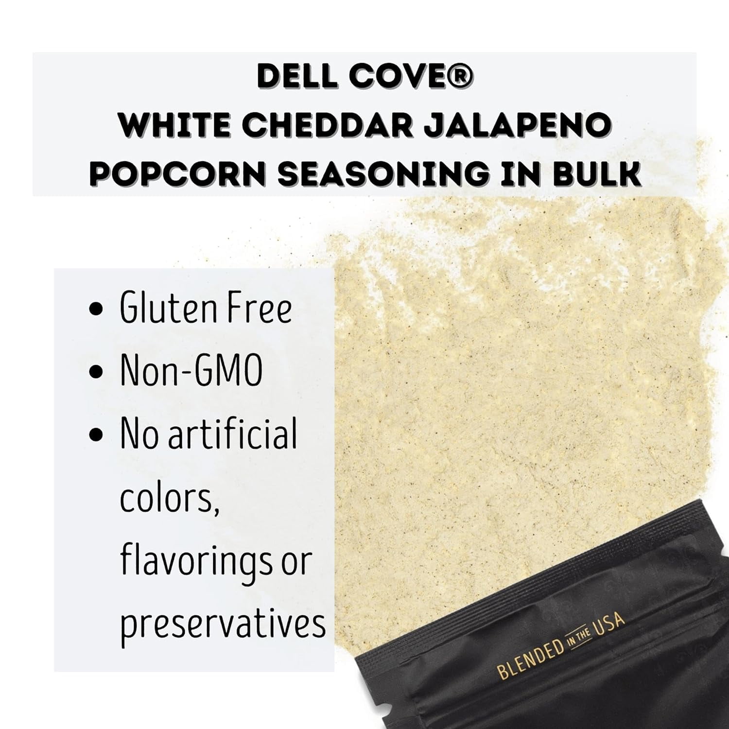 White Cheddar Jalapeño Poprn Seasoning Non-GMO Gluten Free Vegetarian  Snack, Spicy Low Sodium Poprn Seasoning - Half Pound