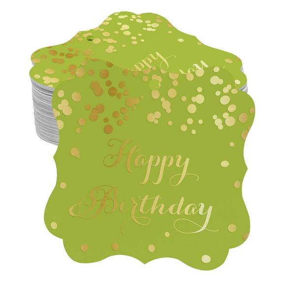 Inkdotpot Pack Of 100 Real Gold Foil Bracket Shape Paper Tags Happy Birthday Favor Hang Tags