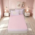 thumbnail image 4 of meiyoeat Gold L Monogram Zipper Twin Comforter Sets with Fitted Sheet and 2 Pillowcases for Kids Girls Women, Pink Stripes Zipper Bedding Set for Bedroom, Pink ReversibleG, 4 of 6