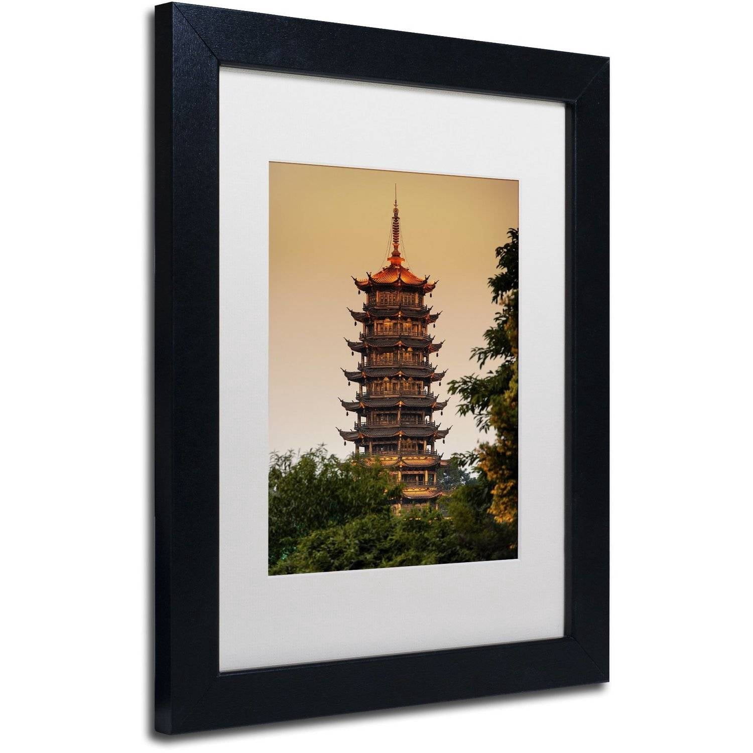 Trademark Fine Art "Light Pagoda" Canvas Art by Philippe Hugonnard, White Matte, Black Frame