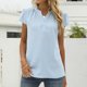 thumbnail image 4 of Gibobby Camisetas de verano para mujer Tops chifón para mujer, blusas holgadas con cuello y manga casquillo a la moda, blusas sueltas Color sólido(Azul celeste,CH), 4 of 5