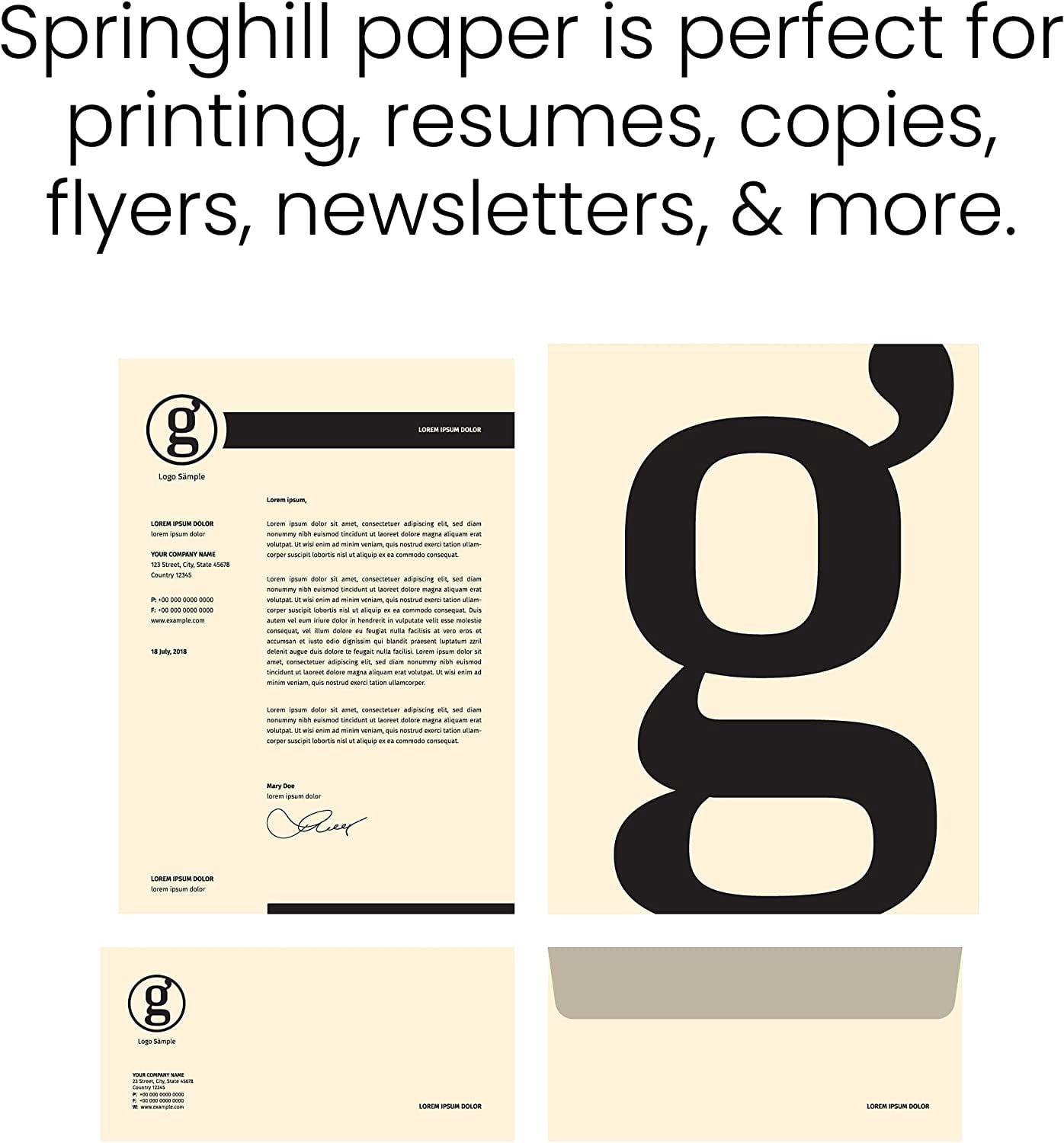 Springhill Digital Opaque Colors Ivory, 70lb, Letter, 8.5 x 11, 500 Sheets / 1 Ream, Made The USA
