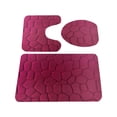 thumbnail image 2 of 3 Piece Rock Memory Foam Bathroom Mat Set Flannel Embossed Rug Mat Toilet Lid Cover 19, 2 of 5