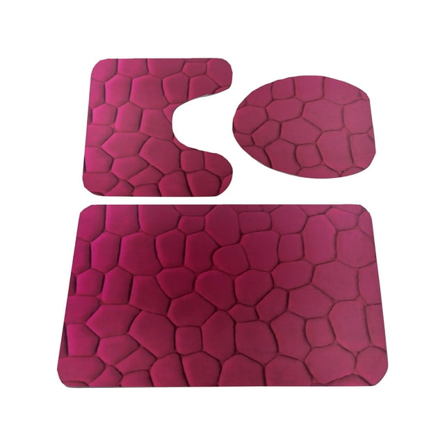 asddcavvf 3 Piece Rock Memory Foam Bathroom Mat Set Flannel Embossed Rug Mat Toilet Lid Cover 19 Soft Bath Mat Christmas Toilet Seat Cover and Rug Heated Rug Mat