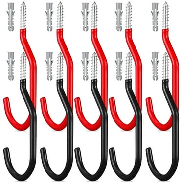 HOMEMAXS Bike Hooks Heavy Duty Iron for Wall Storage Suitable for Garages Assorted Color 10 Pcs with