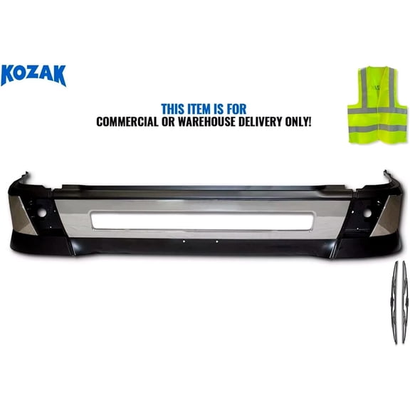 Kozak Bumper with Fog Holes with Chrome Trims Set, Compatible with Volvo VNL 2004-2015