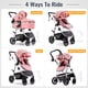 thumbnail image 2 of Hagaday Baby Stroller, 2-in-1 Reversible Stroller with Bassinet Mode, Foldable Infant Stroller with Canopy, One Button Brake, Adjustable Handle, Newborn Stroller (Pink), 2 of 5