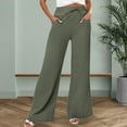thumbnail image 2 of Women Pants Palazzo Pants for Women Women's Casual Linen Pants High Waist Wide Leg Trousers With Drawstring Belt Pockets For Daily Wear Outfits, 2 of 5