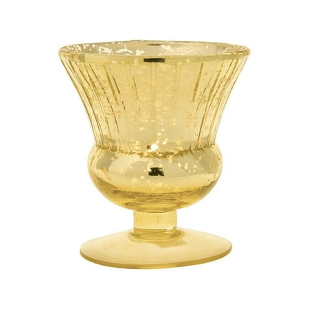 Flower Vase Online Purchase Luna Bazaar Vintage Mercury Glass Vase (3.5-Inch, Olivia Design, Fluted Urn Gold) - Decorative Flower Vase - For Home Decor and Wedding Centerpieces ()