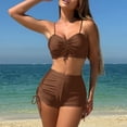 thumbnail image 2 of Duqingm 2 Piece Bathing Suits for Women Women Two Piece Bathing Suits Push Up Bikini Set Halter Swimsuit Vintage Swimwear Coffee,M, 2 of 7