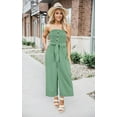 thumbnail image 3 of Women's Jumpsuit-Casual Off Shoulder Sleeveless Ruffle Button Belt Wide Leg Jumpsuits Rompers Summer, 3 of 6
