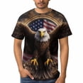 thumbnail image 3 of LAOLIUSN Funny USA Bald Eagle T-Shirt American Flag Style Graphic Tee Shirt，S-4XL, 3 of 7