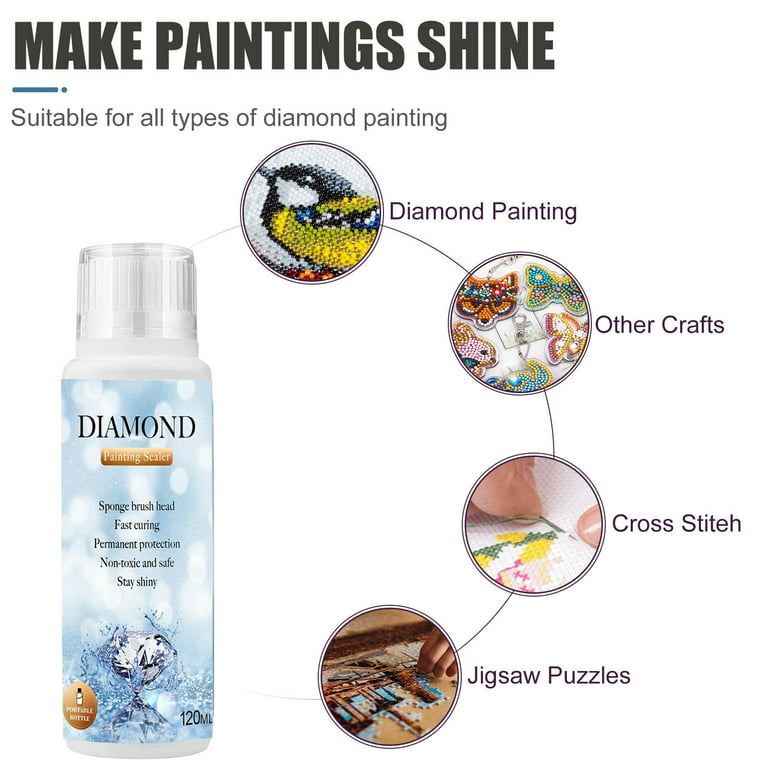 LANBEIDE Diamond Painting Sealer 120ML, 5D Diamond Painting Glue Permanent  Hold & Shine Effect Sealer for Diamond Painting and Puzzle Glue (4 OZ)