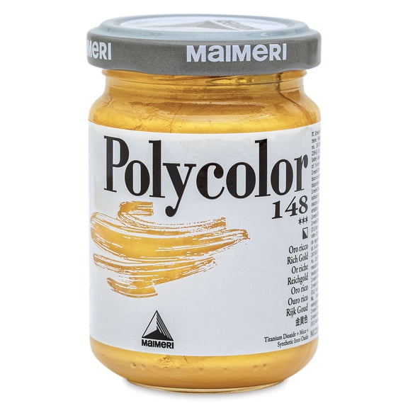 Maimeri Polycolor Vinyl Paints - Rich Gold, 140 ml jar