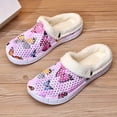 thumbnail image 5 of Mostsola Clogs Fuzzy Slippers for Women Butterfly Print Hollow out Slip on Plush House Shoes, 5 of 6