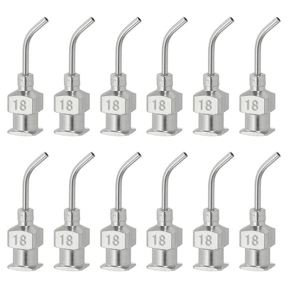Bent Blunt Tip Dispensing Needle 18G, 12 Pcs 0.5 Inch Stainless Steel Liquid Dispenser