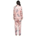 thumbnail image 3 of Womens Silk Satin Pajamas Set Button down Floral Pattern Sleepwear Loungewear Ladies Long Sleeve Pajamas Tops +Pants Set, 3 of 8