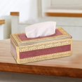 thumbnail image 4 of Advancent Caja de pañuelos de estilo europeo moderno, soporte de papel para servilletas, decoración de para el hogar contemporáneo Almacenamiento y organización del hogar Oro Rojo 25x9.5x13cm, 4 of 6
