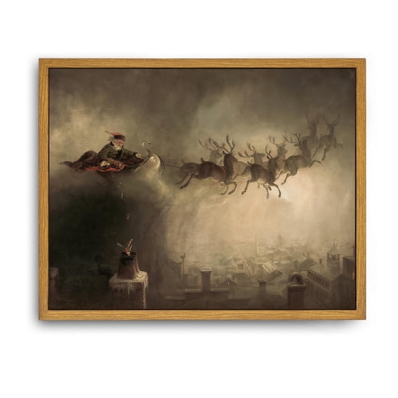 Santa Claus Sleigh Wall Art, Vintage Christmas Wall Art