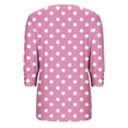 thumbnail image 6 of Ayolanni 3/4 Length Sleeve Women's Tops Cute Pink Boat Neck Polka Dot Buttons Blouses Tshirts Shirts for Women XXXL, 6 of 7