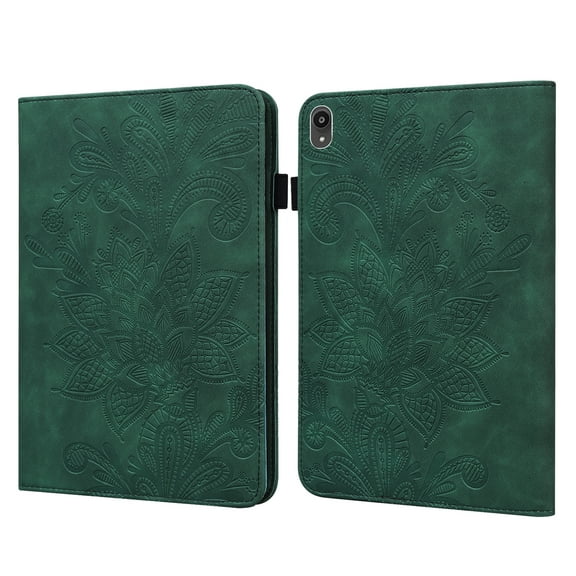 Cover Case for Lenovo Tab P11 (TB-J606F/TB-J606X), Tab P11 Case 11 Inch 2020 - Synthetic Leather Case Folio Fold Stand Wallet Flip Cover Slim Lightweight Protector Shell Cute Case (Green Flower)